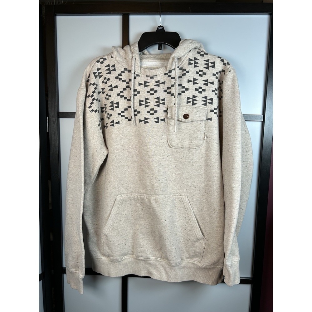 Vans Robley Pullover Hoodie‎ Men M Oatmeal Aztec Geometric Fleece Sweatshirt